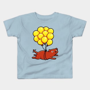 Chocolate Labrador Flying With Balloons Kids T-Shirt